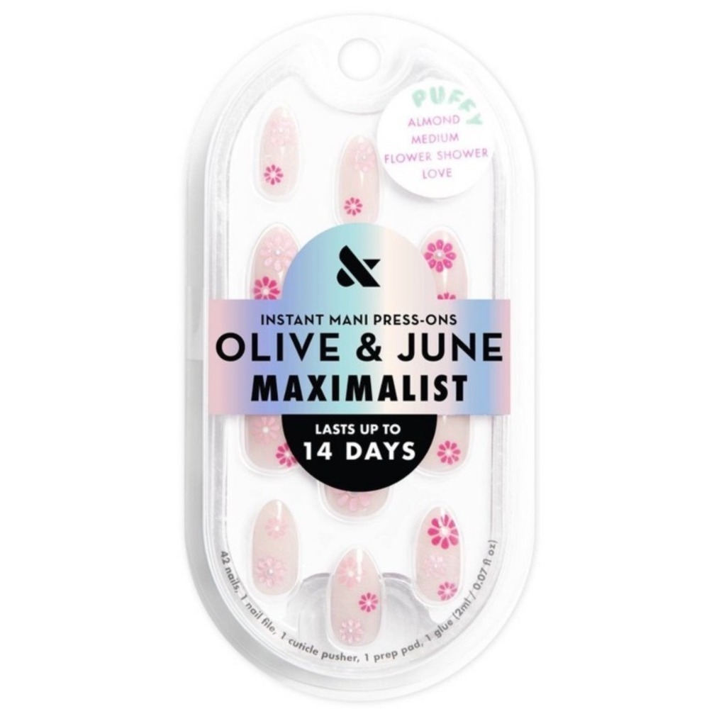 Olive & June Maximalist Press-On Nails Flower Shower Love Puffy Almond 96865